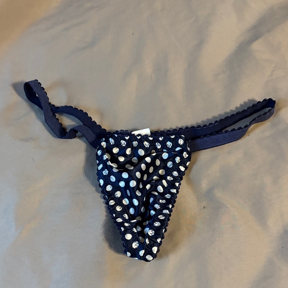Navy Polka Dot Thong